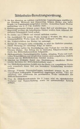Bibliotheks-Benutzungsordnung