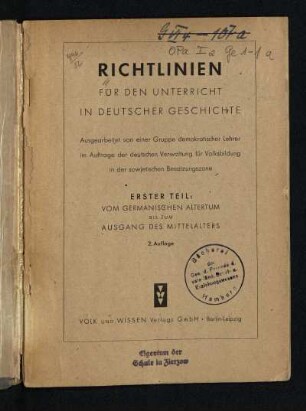 1946: Teil 1: Vom germanischen Altertum bis zum Ausgang des Mittelalters. - 2. Auflage