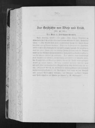 Zur Geschichte von Wiese und Knick. : (Bd. 48, 385)