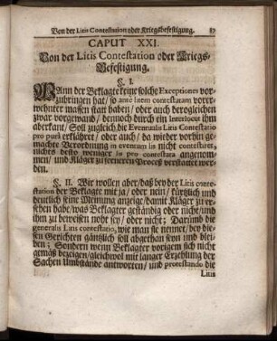 Caput XXI. Von der Litis Contestation oder Kriegs- Befestigung. - Caput XXX. Von Appellationen.