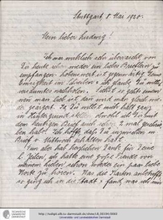 Brief vom 08.05.1920