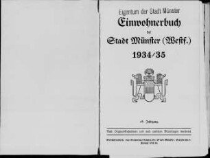 Adressbuch Stadt Münster 1934-1935