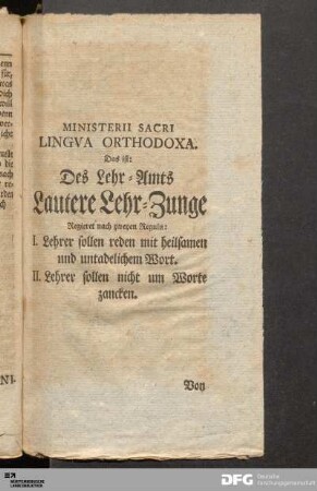 Ministerii Sacri Lingva Orthodoxa. Das ist: Des Lehr-Amts Lautere Lehr-Zunge...