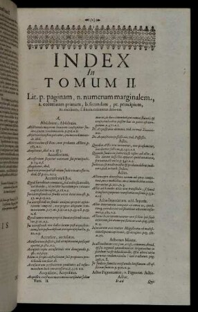 Index In Tomum II.