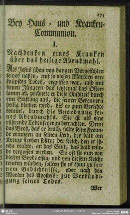 Bey Haus- und Kranken-Communion