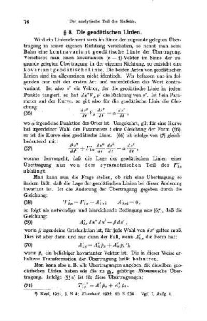 § 8. Die geodätischen Linien.