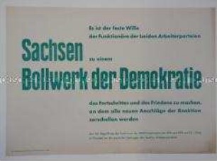 Maueranschlag mit einem Zitat von der Funktionärskonferenz von KPD und SPD im Januar 1946