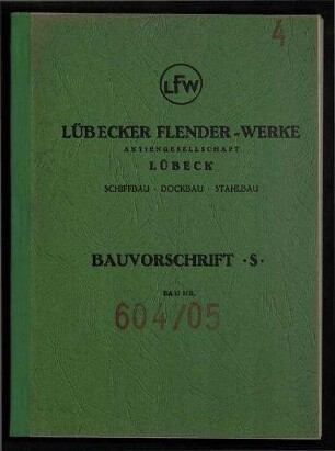 Bauvorschrift Schiffbau für ein 33.400 tdw-Autotransport-/Massengutschiff mit roll on / roll off-Einrichtung. Gültig für die Neubauten 604/605 der Partenreedereien Bau Nr. 604/605, vertreten durch Reederei Aug. Bolten Wm Miller's Nachfolger, Hamburg, als Korrespondenzreeder