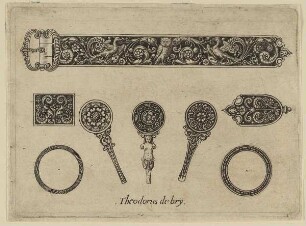 Gürtel und Ringe, Blatt aus einer Folge von Goldschmiedearbeiten