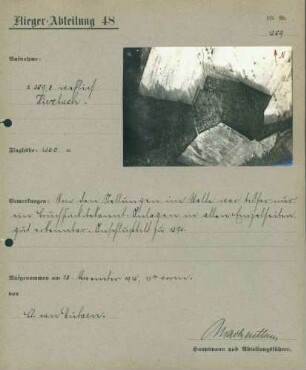 Foto feindlicher Stellungen bei "Höhe 369,8" westlich von Hirtzbach (Luftbild)
