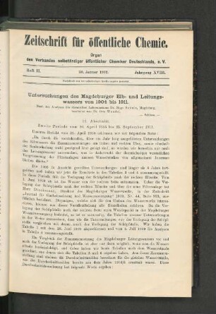 Heft II. 30. Januar 1912. Jahrgang XVIII.