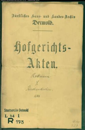 Rottmann, Franz gegen Kirchendechen zu St. Johann vor Lemgo - Haferabgabe
