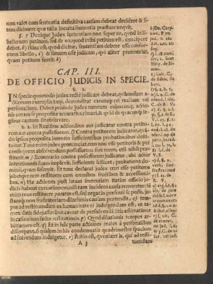 Cap. III. De Officio Iudicis In Specie.