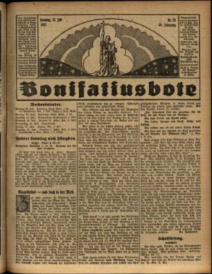Erste Ausgabe vom Sonntag, den 12. Juli 1931.