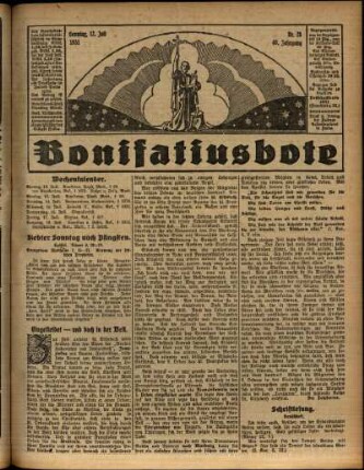 Erste Ausgabe vom Sonntag, den 12. Juli 1931.