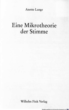 Eine Mikrotheorie der Stimme