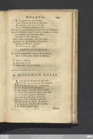 A Monsieur Lulli.