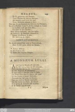 A Monsieur Lulli.