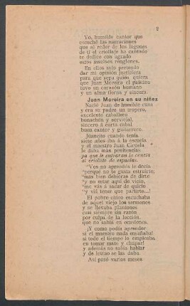 Juan Moreira en su niñez