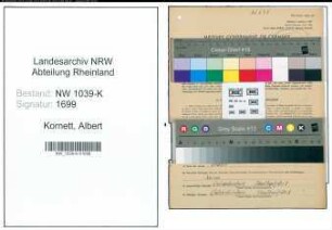 Entnazifizierung Albert Kornett , geb. 05.10.1896 (Angestellter)