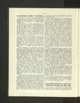 Zur Erinnerung an Pastor D. Carl Bertheau.