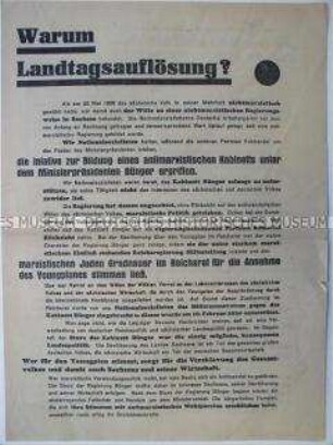 Propagandaschrift der NSDAP zur Auflösung des Sächsischen Landtages