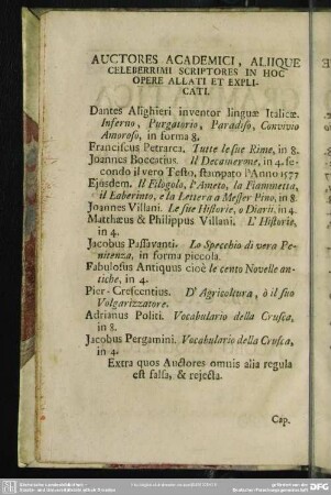 Auctores Academici, Aliique Celeberrimi Scriptores In Hoc Opere Allati Et Explicati