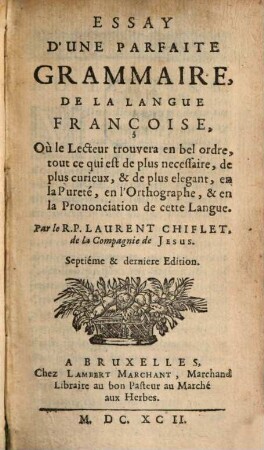 Éssay d'une ... Grammaire françoise