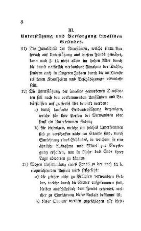 III. Unterstützung und Versorgung invaliden Gesindes