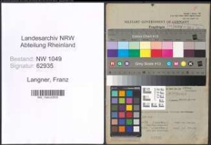 Entnazifizierung Franz Langner , geb. 10.07.1904 (Finanzbeamter)