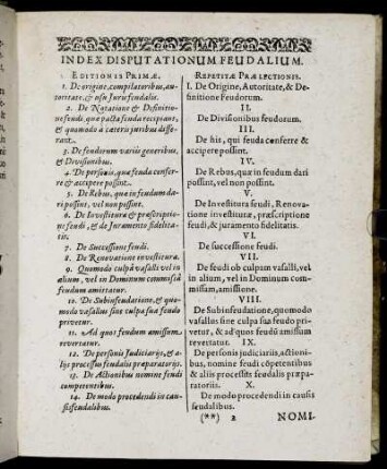 Index Disputationum Feudalium.