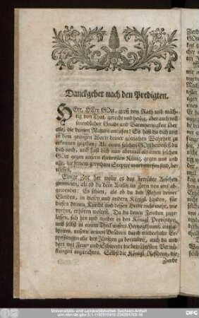 Danckgebet nach den Predigten.
