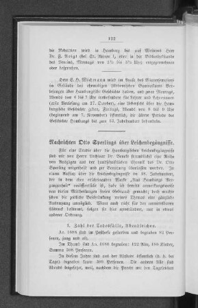 Nachrichten Otto Sperlings über Leichenbegängnisse.