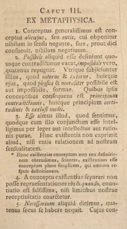 Caput III. Ex metaphysica.