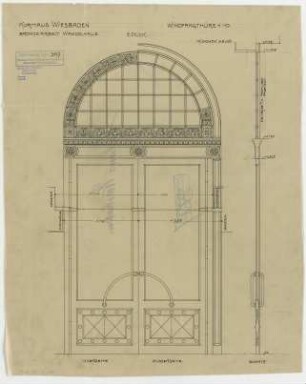 Thiersch, Friedrich von; Wiesbaden; Kurhaus - Bronzearbeit in der Wandelhalle (Ansicht, Schnitt)