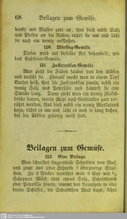 Beilagen zum Gemüse