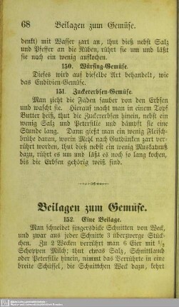 Beilagen zum Gemüse