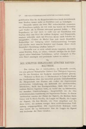 VI. Der Sculptur-Renaissance günstige Bauverhältnisse.