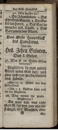 Das Erste Hauptstück des Catechismi. Von den Heil. Zehen Geboten.