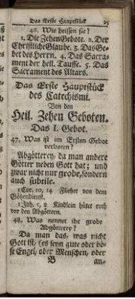 Das Erste Hauptstück des Catechismi. Von den Heil. Zehen Geboten.