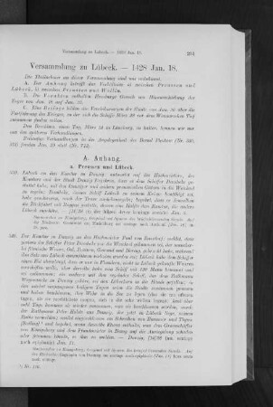 Versammlung zu Lübeck. - 1428 Jan. 18.