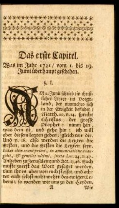 Das erste Capitel. Was im Jahre 1731, vom 1. bis 19. Junii überhaupt geschehen.