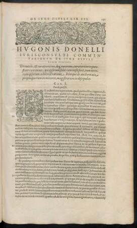 Hugonis Donelli Iurisconsulti Commentariorum De Iure Civili Liber Tertius.