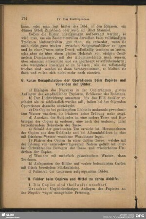 H. Fehler beim Copiren und Mittel zu deren Abhilfe.