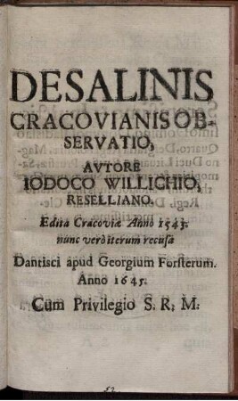 De salinis Cracovianis observatio