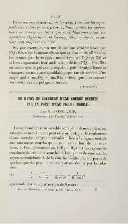 Du rayon de courbure d'une courbe décrite par un point d'une figure mobile.