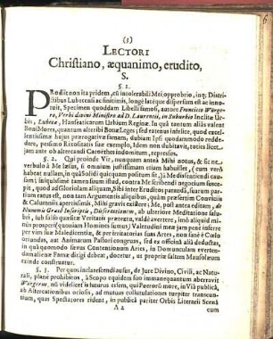 Lectori Christiano, aequanimo, erudito, S.