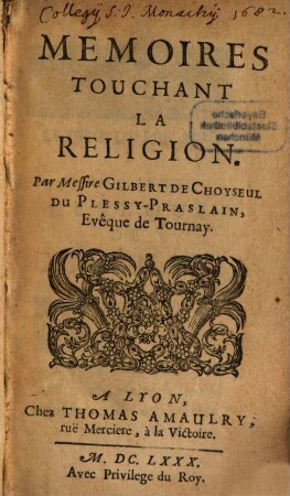 Mémoires touchant la Religion