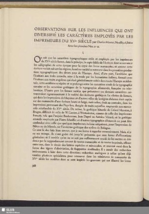 Observations Sur Les Influences Qui Ont Diversifié Les Caractères Employés Par Les Imprimeurs Du XVe Siècle