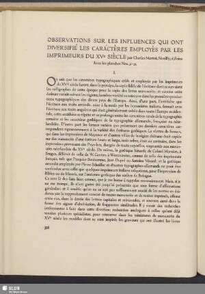 Observations Sur Les Influences Qui Ont Diversifié Les Caractères Employés Par Les Imprimeurs Du XVe Siècle